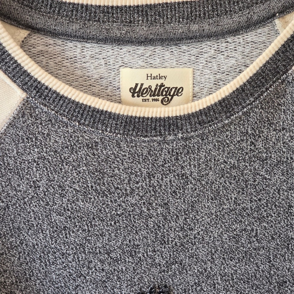 Hatley Heritage Grey Cream Moose Applique Raglan Sweatshirt Women's XL XL/TG - Picture 11 of 14